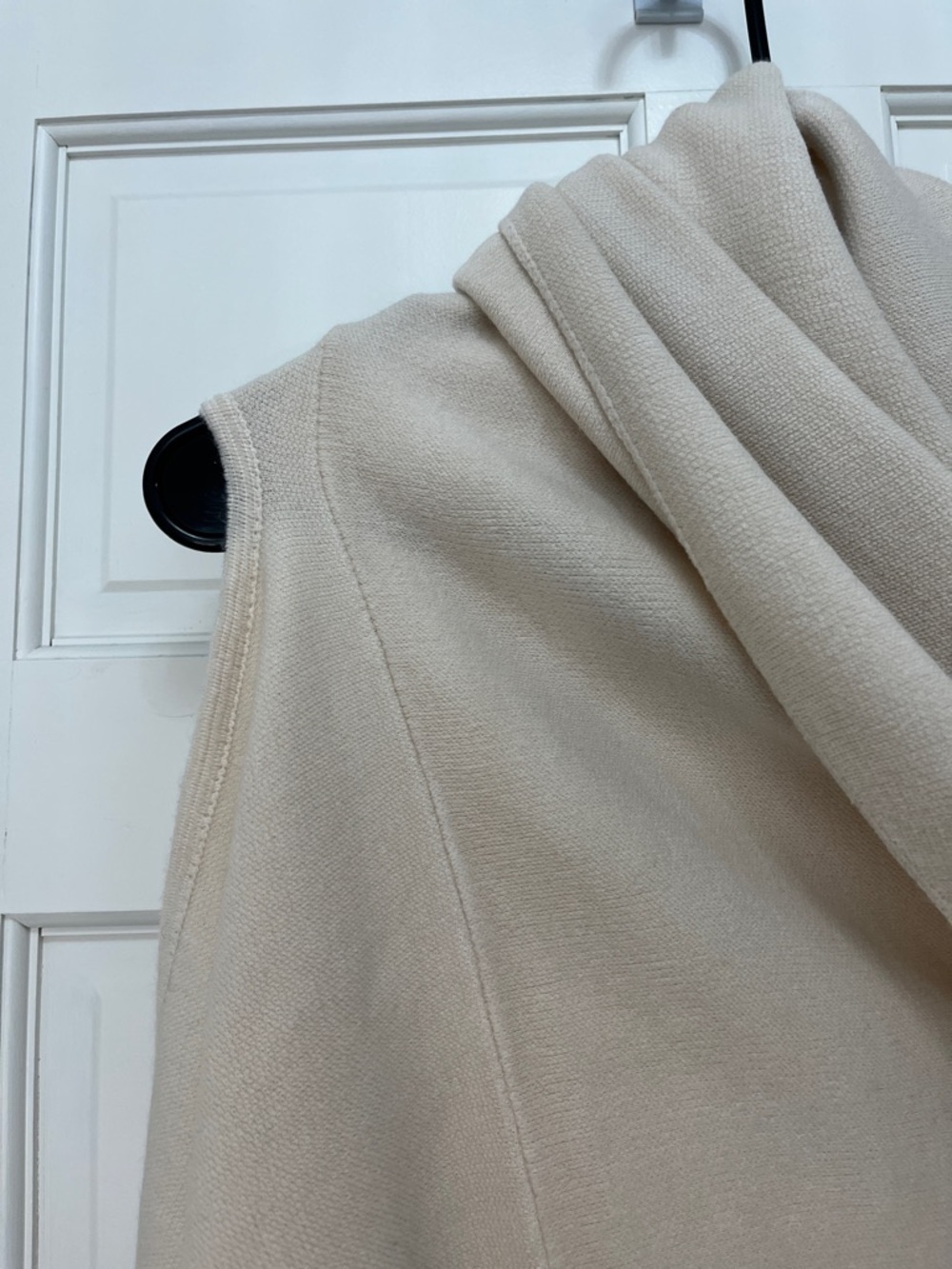 Look Cream Knit Open Front Draped Sleeveless Cardigan Vest - One Size - Picture 5 of 12